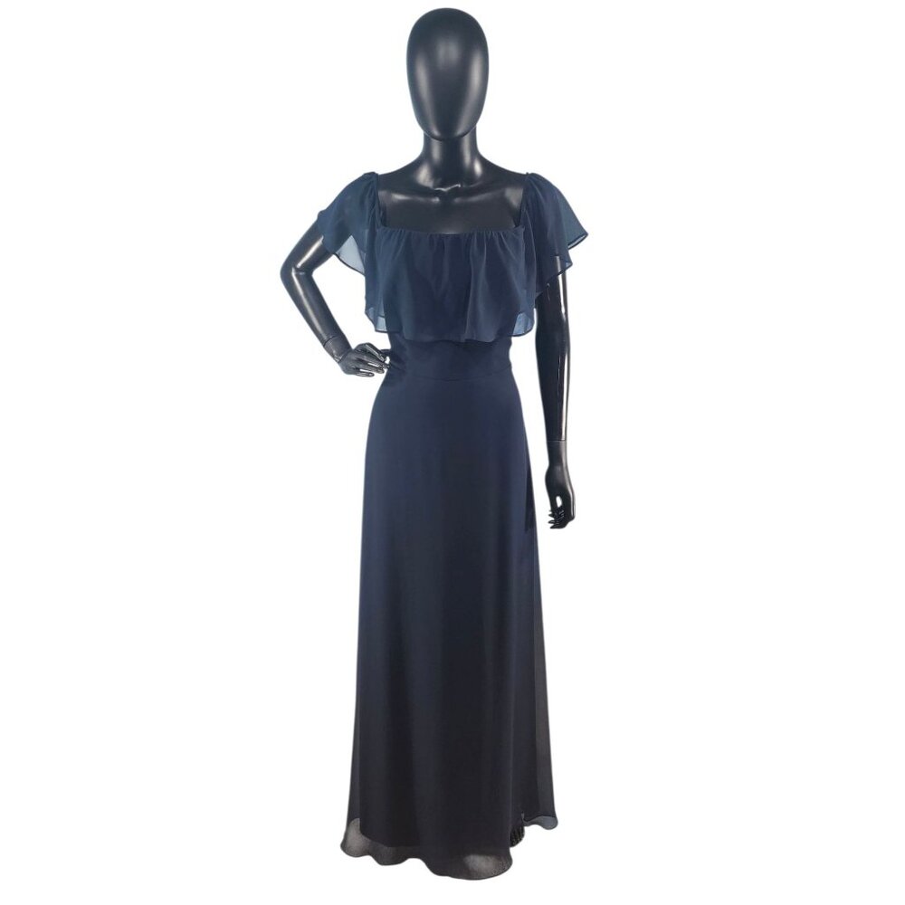 Navy Chiffon Flutter Sleeve Formal Dress NWOT - Bill Levkoff